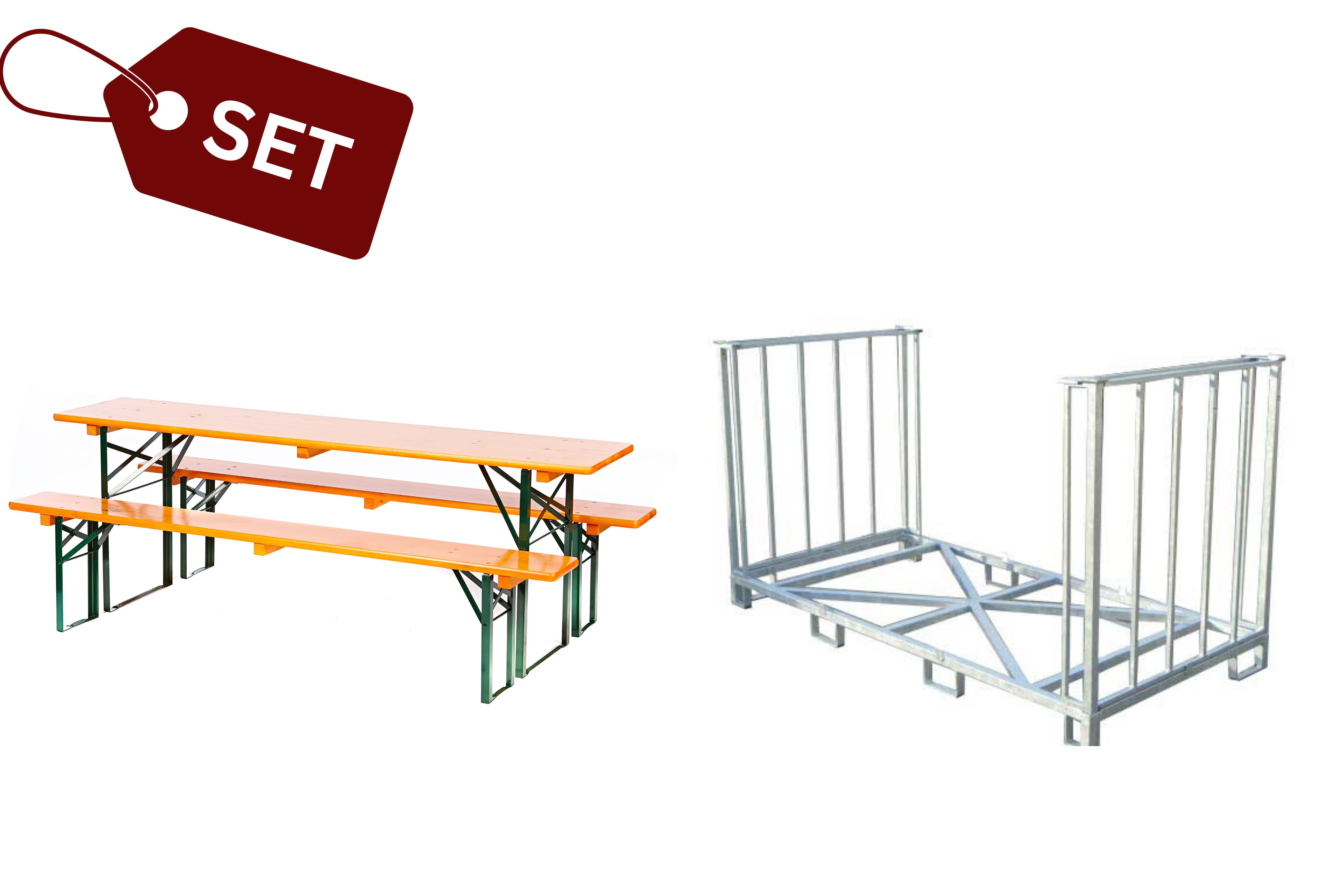 SET: 20 Bierzeltgarnituren in Brauereiqualität, orange (50er) (N) + Transportbox