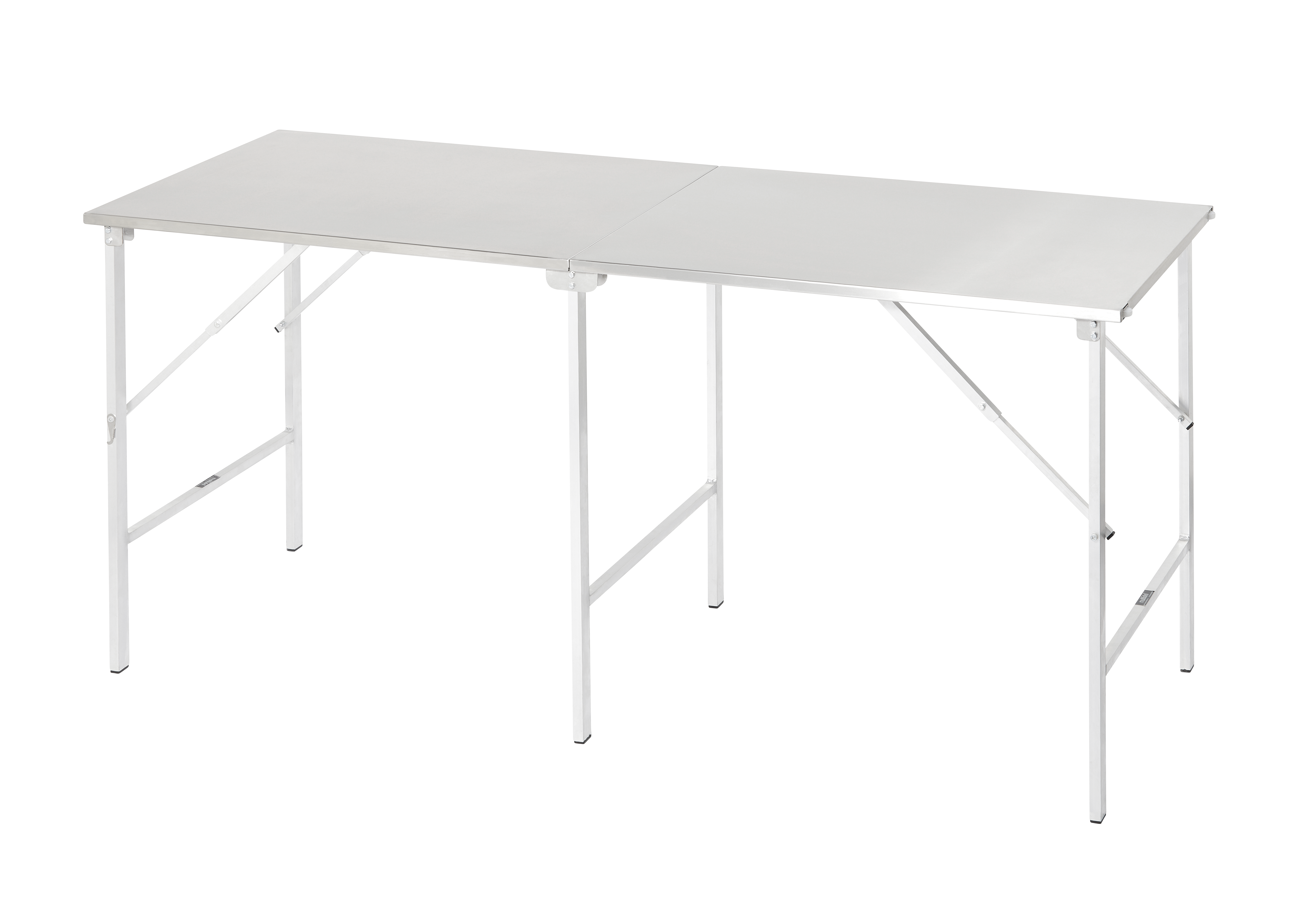 Edelstahl Arbeitstisch 'Standard' mit Rädern & Schloss, klappbar I (200 x 79 x 90 cm)