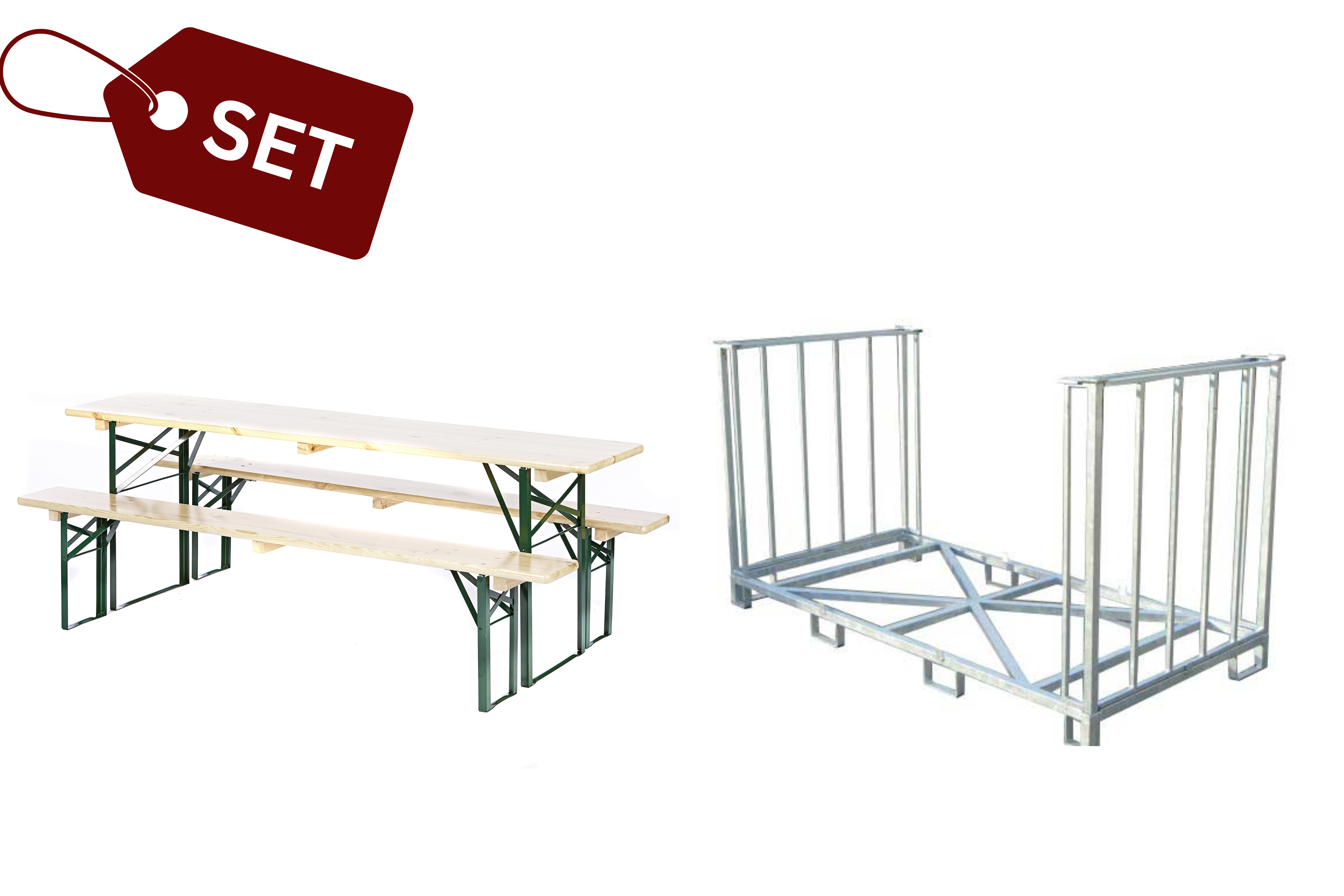 SET: 15 Bierzeltganituren in Brauereiqualität, farblos (50er) (N) + Transportbox