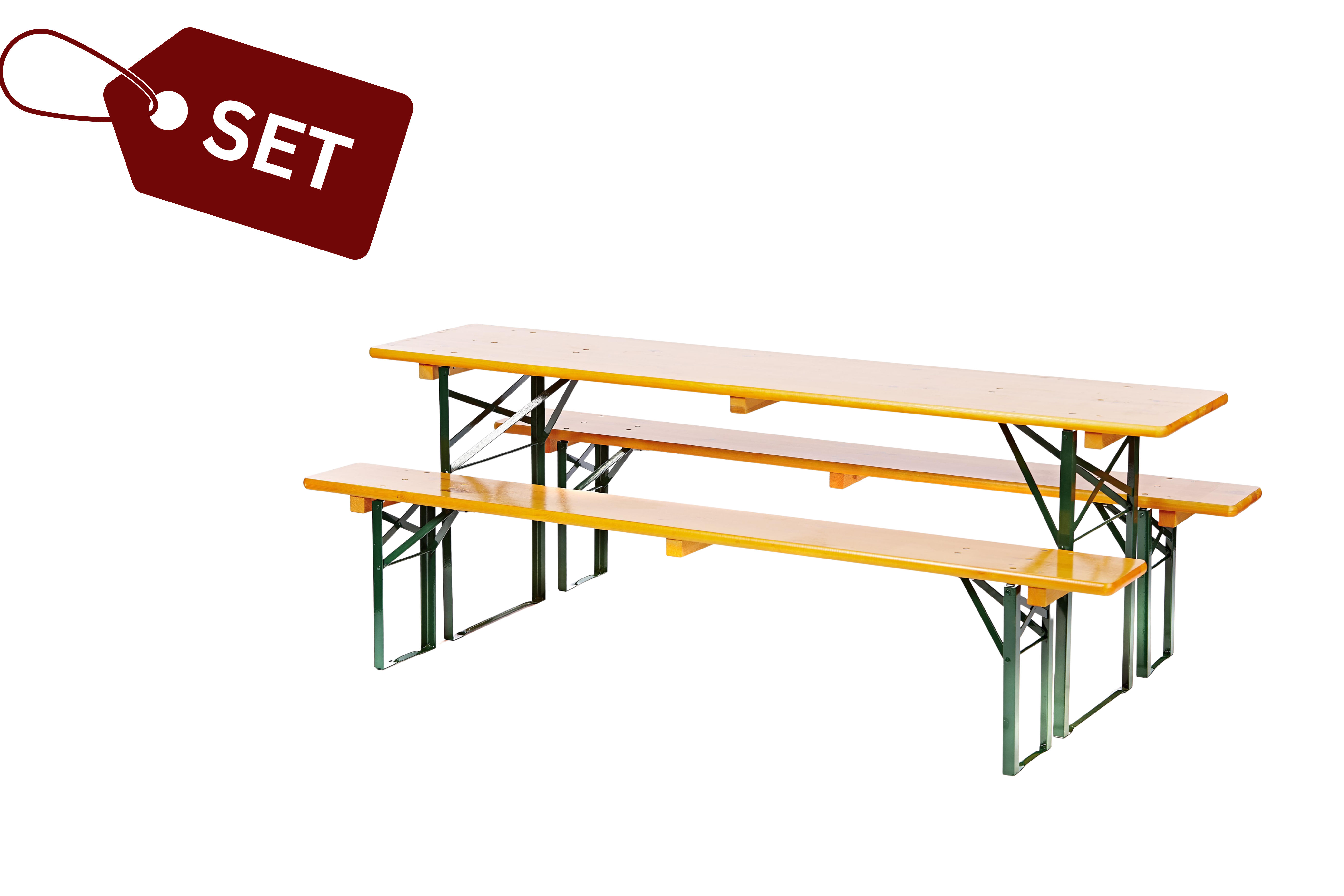 SET: Bierzeltgarnituren in Brauereiqualität, orange (50er) + Transportbox