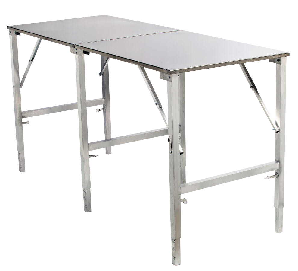 Edelstahl Arbeitstisch Robust, höhenverstellbar I (200 x 79 x 90-105 cm)
